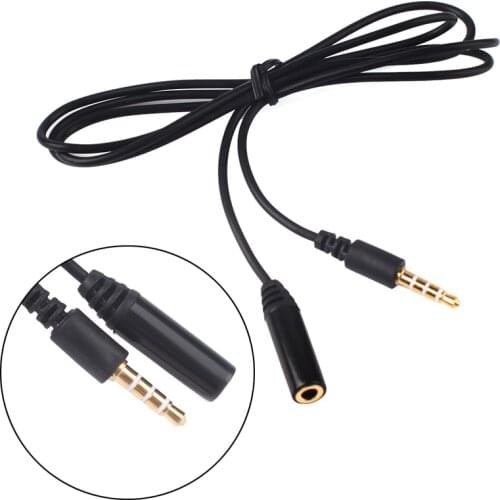 2Pcs 1M 3.5mm Male to Female 4 Pole Jack Stereo Audio Headphone Extension Cable Black & White for General Audio Applications