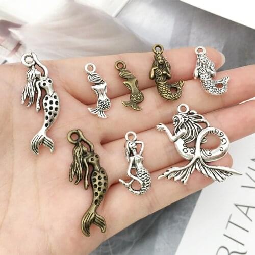 20Pcs Mermaid Charms Pendants DIY Jewelry Making Alloy Findings Accessory For Necklaces Earrings