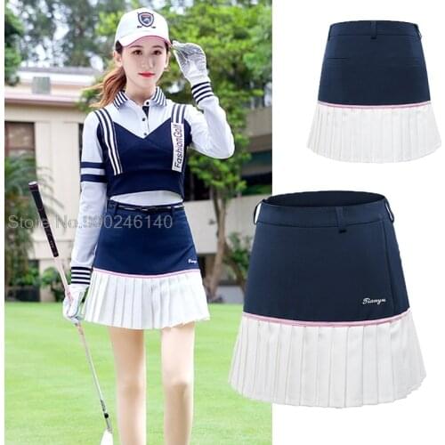 2021 Womens Golf Skirt Athletic Sports Short Skirt Ladies Slim Pleated Skorts Casual Tennis Girl Anti-Exposure Dress XS-XXL