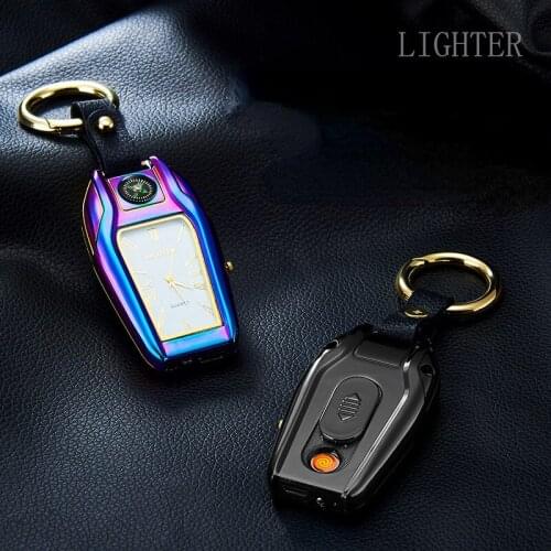 Compass Car Keychain Watch Charging Lighter Multifunctional Personalized USB Cigarette Lighter Briquets Et Accessoires Fumeurs