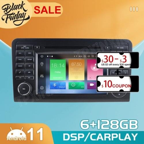 Android 11 6+128G Carplay For Mercede-Benz ML CLASS W164 ML300 ML350 GPS Car Navigation Multimedia Video Stereo DVD Player Radio