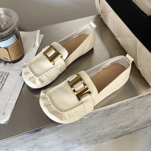 Women Flats Ballet Shoes Leather Breathable Moccasins Loafers Boat Ballerina Ladies Casual Golden Chain Summer Autumn