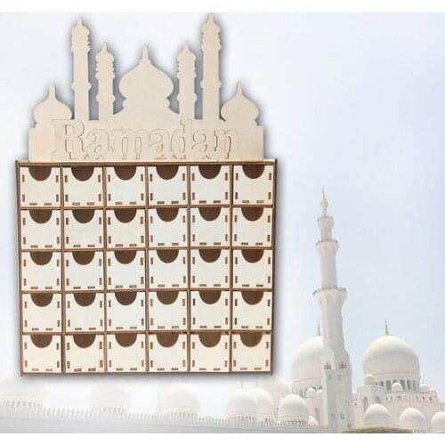 Eid Mubarak Countdown Calendar Wooden Home Party Ornament Decor Message Board Calendar Storage Muslim Islamic Gift