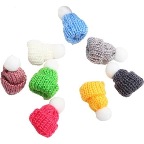 10Pcs Miniature Knitted Hat Scarf Clothing Accessories DIY Craft Doll Ornament Miniature Knitted Hat