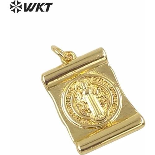 MP147 Trendy new design pendant virgin mary religious rectangle brass metal pendant with full gold electroplated