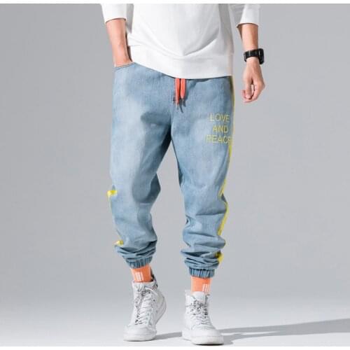 2020 Autumn Winter New Male Pencil Pants Vintage Jeans Men Full Length Loose Fashion Letter Printing Cowboy Trousers Y1781