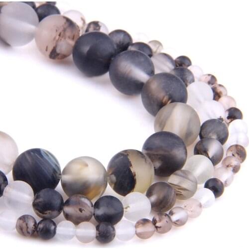 Natural Matte Black watermelon stone Beads Frosted Beads loose round natural spacer beads 6-12MM Pick Size For Jewelry Making