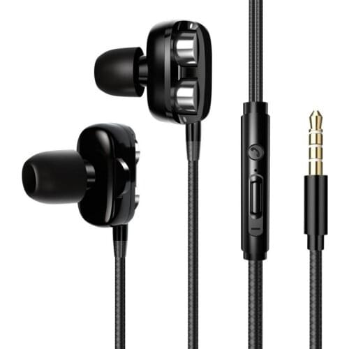 Bass Dual Dynamic Sound Earphone In-ear Sport Earphones With Mic For Xiaomi IPhone Samsung Headset Fone De Ouvido Auriculare MP3