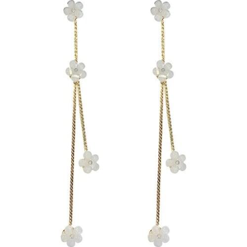 Creative Flower Long Korean Earrings Elegant Gold Tassel Earrings for Women Dream Wedding Jewelry Gift