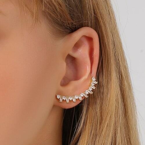 New Product Ins Korean Version Of Zircon Geometric Earrings Personality Fashion U-Shaped All-In-One Ear Clip Female Wholesale