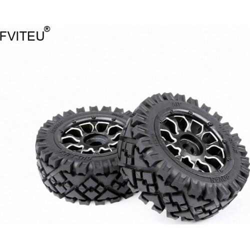 FVITEU Complete Rubber Front All Terrain Wheel Tire kits with Metal Wheel Hub for 1/5 HPI BAJA 5B Rovan King Motor