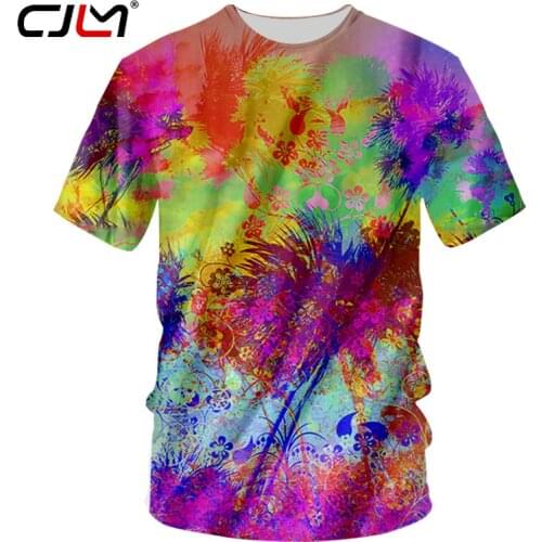 CJLM Casual Tshirts Men Summer Tops 3d Full Print Color Flower Leaf T-shirts Harajuku Short Sleeve Crewneck Tees Undershirts 7XL