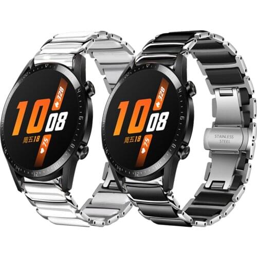 Stainless steel Ceramic Strap For HUAWEI GT 2 42mm 46mm Bracelet for Watch GT 2e GT2 Pro & HONOR Magic Watch 2 Watchbands
