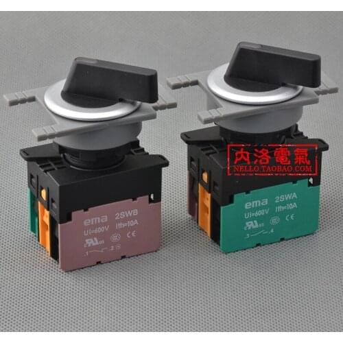 [SA]EMA 30mm illuminated selector switch E3S3 / 4 / 5L * .I knob 3 files self-resetting / auto-lock 6/12 / 24V--10pcs/lot