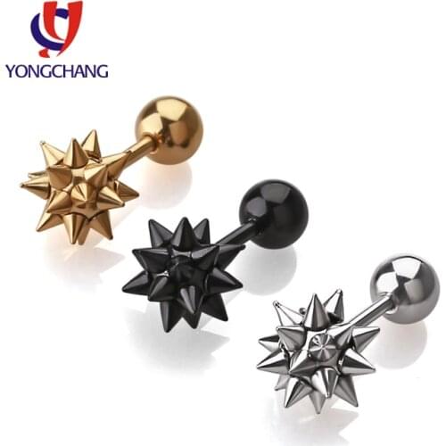 2020 Trendy Stud earrings spike ear stud black gold white Rock ear piercing jewelry for man woman 1 pair