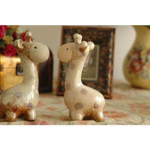 SuDoll Cute Giraffe couple Christmas Friends Girl Ceramic Doll for Child Gift