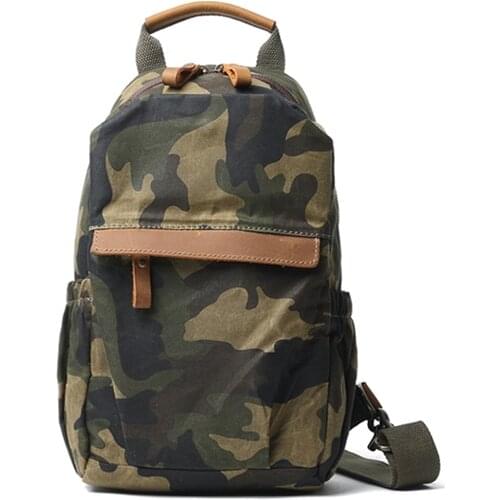 SOAEON New Camouflage fashion mens shoulder bag Trendy portable diagonal bag Retro simple student backpack
