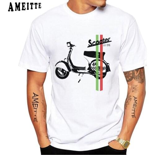 Scooter Italia Vintage T-Shirt New Summer Men Short Sleeve Funny Old Cars Art Design Boy Casual Tops Woman Man White Tees