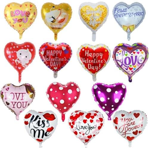 10pcs 18inch Heart Shape I Love You Foil Balloon Wedding Decor Valentines Day Birthday Party Decorations Adult Air Ball globos