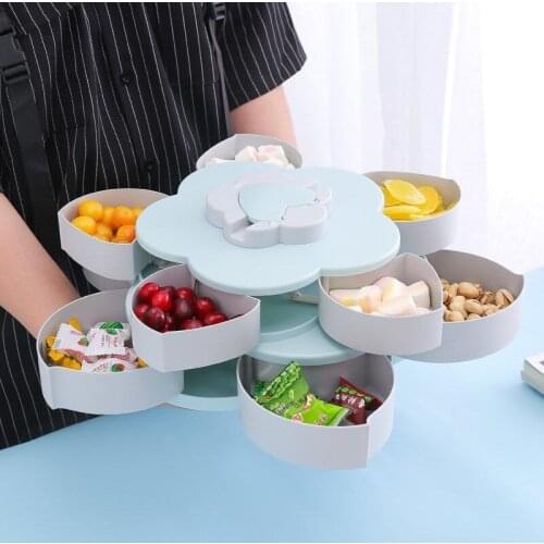 Rotatable flower petal fruit plates wedding candy tray living room coffee table fruit melon seeds snack candy storage box