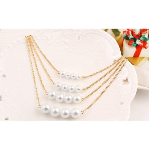 Bohemian Fashion Gold Color Chain Necklaces for Women 2018 Statement Pearls Choker Multi-layer Chocker Girlfriend Collier Femme