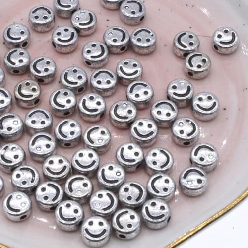 100pcs 4x7mm Smile Acrylic Beads DIY Bracelets Necklaces Earrings Jewelry Making