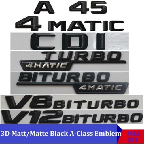 3D Matt Black W177 W176 Car Emblem A180 A200 A45 A160 A250 CLA Emblema Badge Sticker Turbo Star Auto Logo For Mercedes Benz AMG
