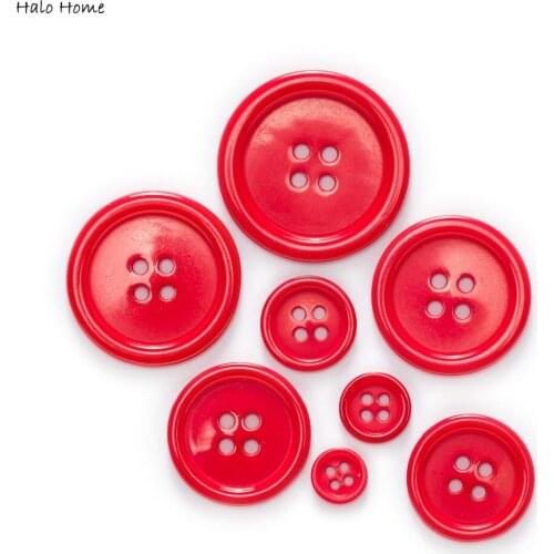 40 Gram Mixed Size Red Series Resin 4 Hole Buttons Sewing Scrapbooking Replace Craft Accessories DIY Repair Decor 9-30mm