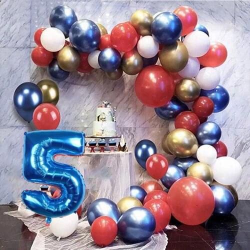 86pcs Super Hero Captain America Balloons Garland Arch Kit Red Blue Number Latex Balloons Birthday Party Decoration Baby Shower