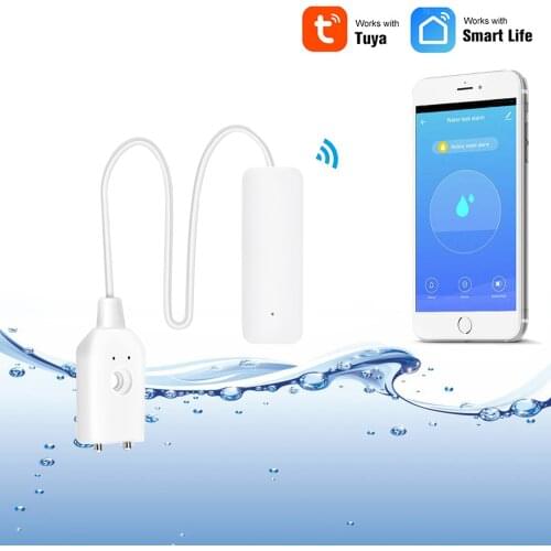 Tuya Smartlife APP Remote Control WiFi Water Leakage Detector Sensor Alarm Wire Water Level Detector