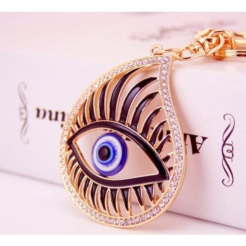 Korean-Style Creative Crystal Evil Eye Eye Car Key Ring Metal Pendant Key Ring Small Gift