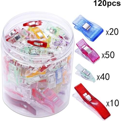 LMDZ 120pcs Sewing Clip Plastic Clamps Quilting Crafting Crocheting Knitting Safety Clips Assorted Colors Binding Clip Paper