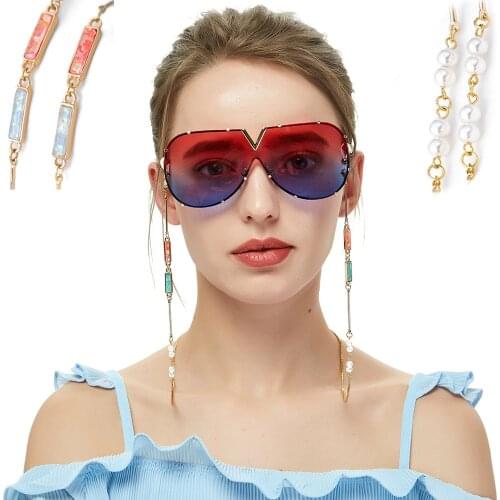 1pc/2pc/10pcs/lot Metal Lolita Eyeglass Chains long crystal pearls Sunglasses Neck Cord Holder Eyeglass chains retail wholesale