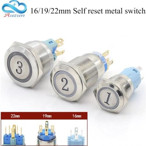 16/19/22MM Metal Button Switch Reset Button Switch Instantaneous Digital 1.2.3.A.B.C Elevator Button Switch