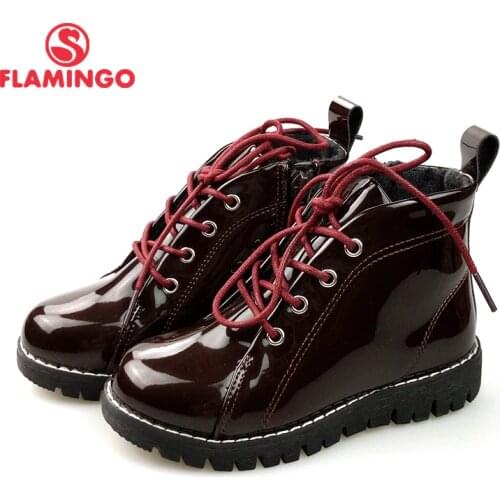 FLAMINGO Russian brand autumn/winter fashion kids boots high quality Bright leather anti-slip kids shoes for girl 82B-MLB-0914