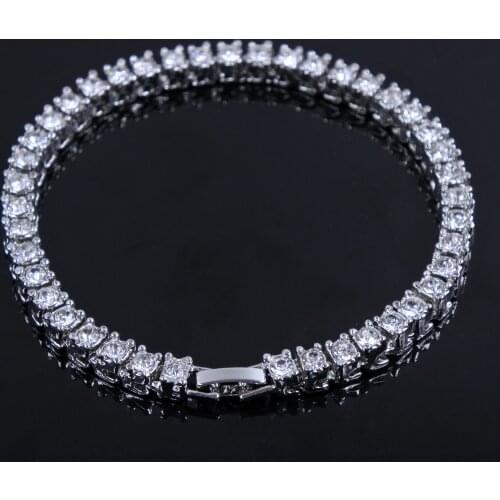 Hip Hop 1Row Bling CZ Iced Out Rhinestone Cubic Zirconia Bracelet Tennis Chain Bracelets For Women Men Jewelry