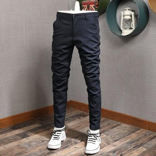 Men Business Suit Pants Autumn New Formal Straight Slim Fit Black Trousers