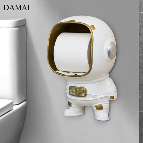 Nordic Creativity Astronaut Toilet Paper Holder Resin Spaceman Decorative Tissue Holder Home Bathroom Decoration Accessories