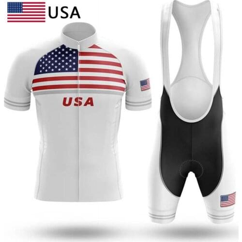 USA Cycling Clothing Mens Summer Cycling Jersey Set Short Sleeve MTB Bicycle Clothing Bike Clothes Jersy Ciclismo 2021 New Team