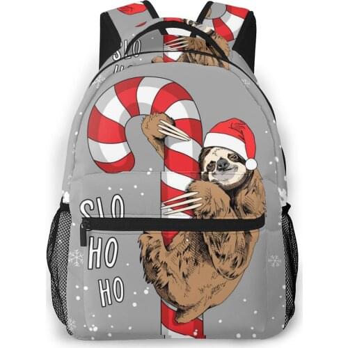 OLN Women Backpack Kids School Bag for Teenage Girls Brown Sloth In Red Santas Hat Laptop Notebook Bagpack Travel Back Pack