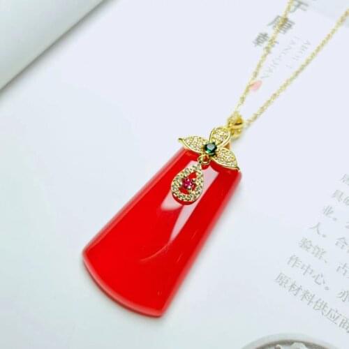 Natural ice carnelian pendant necklace