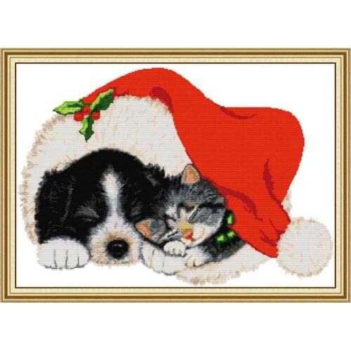Christmas puppy animals painting decor counted printed on the canvas 11CT 14CT kits Cross Stitch embroidery needlework Sets