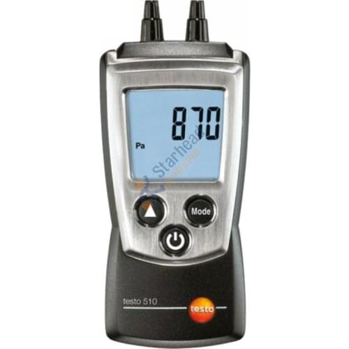 Handy Testo 510 Digital Auto-Ranging Pressure Differiental Manometer Meter, 0 to 100 hPa, Temperature compensation 0560 0510