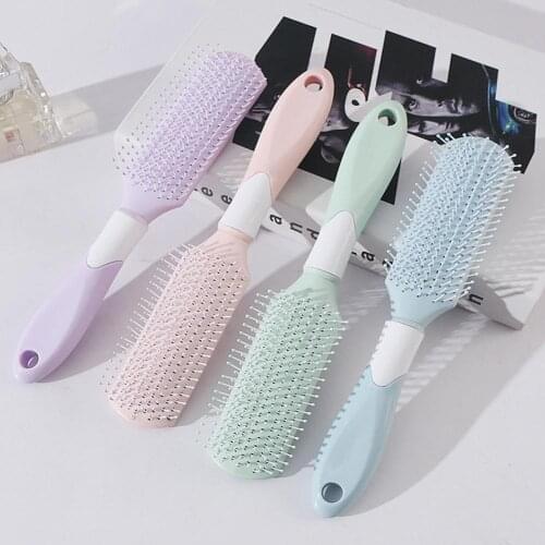 New 9-Row Hair Brush Curling Comb Wet Hair Massage Styling Comb Hairdresser Comb Macaron Color Wide Tooth Barber Peines