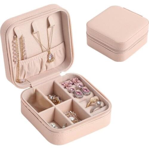 Jewelry storage box Organizer PU Leather Display Case portable Earrings Ring Necklace Carrying bag