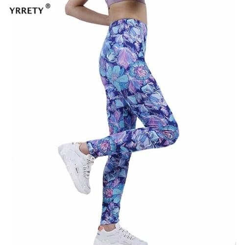 YRRETY Flowers Leggings Push Up Sport Women Fitness Running High Waist Elastic Trousers Gym Girl Tights Ankle-Length Soft Pants