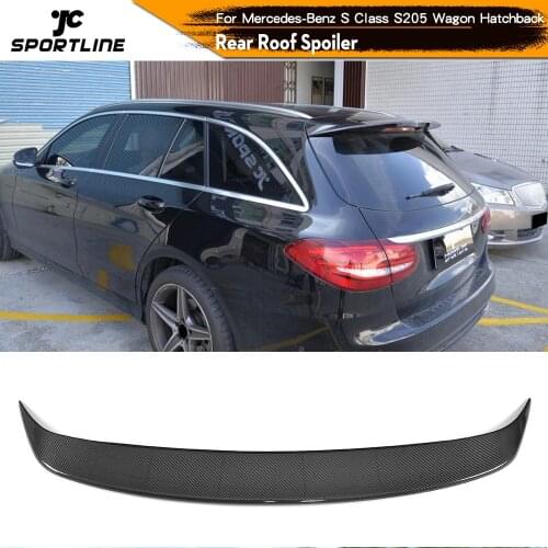 Carbon Fiber Rear Roof Spoiler Window Wing FRP Black for Mercedes-Benz C Class S205 Wagon Hatchblack 4 Door 15-18 Not for AMG
