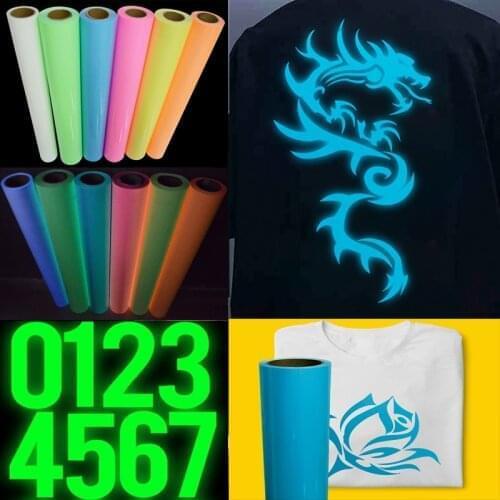 Heat Transfer Vinyl Glow in Dark T-shirt Iron On HTV Printing Cutting Plotter Sticker Clothes Foils Decals 30cmx100cm
