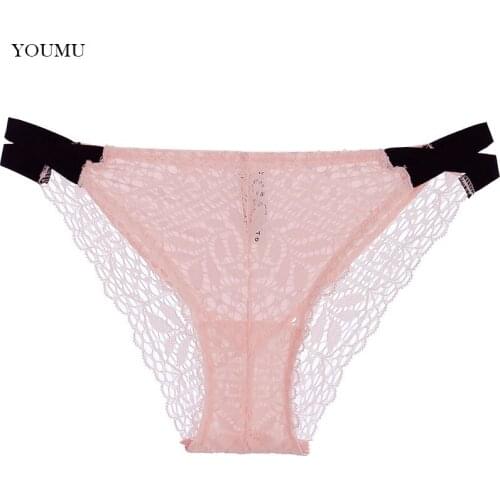 Women Japanese Kawaii Briefs Sexy Lace Lingerie Low Waist Underwear Breathable Hollow Out Underpants Panties Summer 223-349