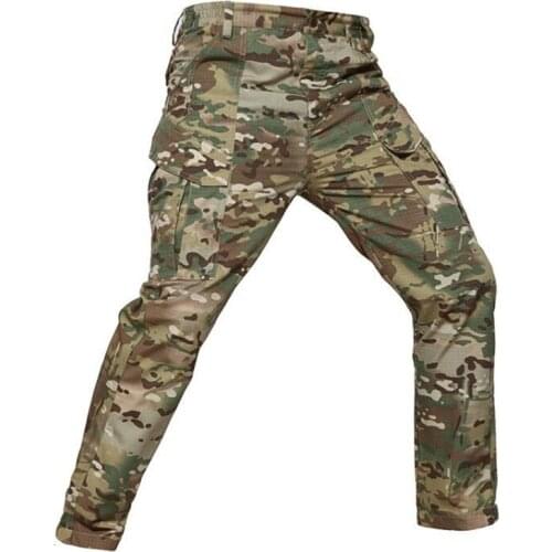 Outdoor Military Tactical Cotton Polyester Lattice Fabric Waterproof Pants Men Women Hiking Climbing Training Trousers